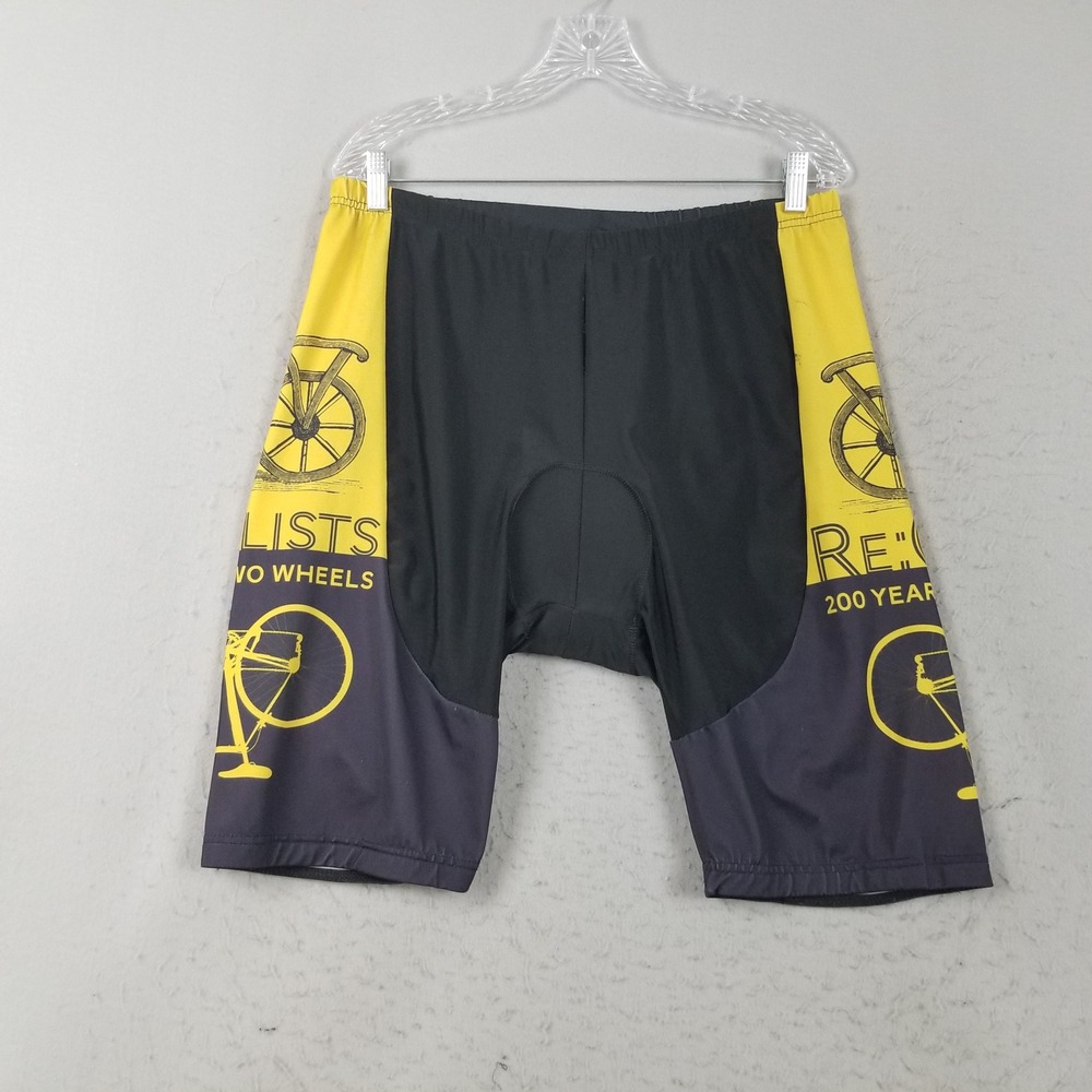Unbranded Cycling Shorts Men 2XL‎ Yellow Black 200 Years Bicycle Padded Spandex